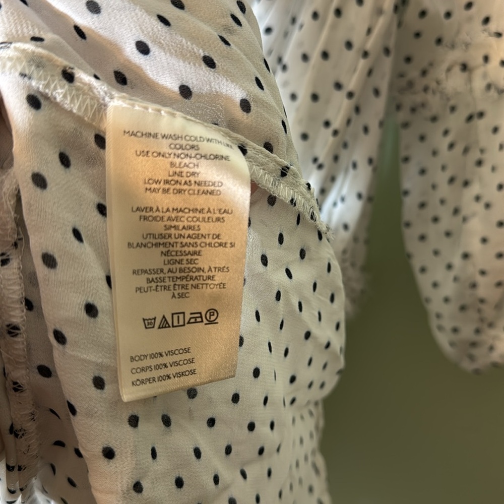 Anthropologie Long-Sleeve Smocked Tiered Maxi Dress S polka dot - Picture 13 of 13